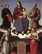 Madonna and Child with Four Saints (Tezi Altarpiece) af, PERUGINO, Pietro